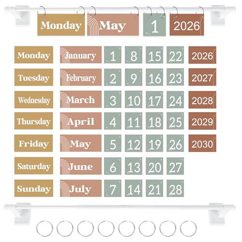 Boho Magnetic Flip Calendar for Classroom Whiteboard Adjustable Rod - color: 13-2
