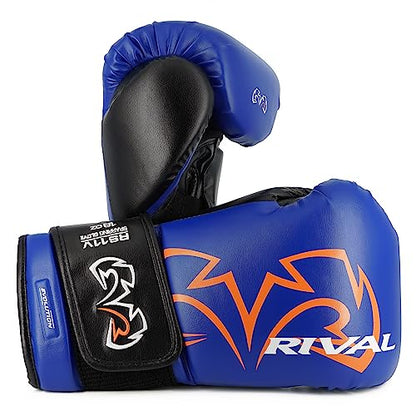 RIVAL Boxing RS11V Evolution Sparring Gloves, Extra-Thick 2” Padding, V-Strap Wrist Lock 2 System, Large Hand Compartment, and 15 Degree Angle Cuff - color: Blue, size: 12 oz.