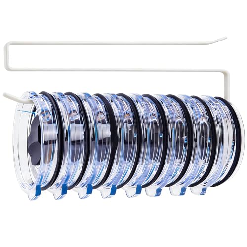 1 Pack Tumbler Lid Organizer, Versatile Cup & Water Bottle Lid Holder, Upgraded Kitchen Space Saver & Under Cabinet Storage, No Adhesive or Drilling Needed, Multi-Use Tumbler Lid Holder, White - style: 1 Pack, White