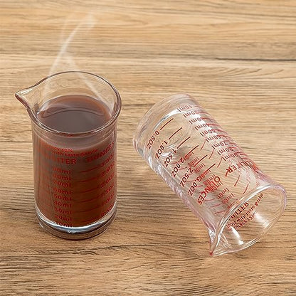 Ackers 3oz/90ml Glass Measuring Cup – Shot Glass with Double Scale-Ounce,Ml Markings for Kitchen & Bar(Red Line) - color: Red(Single)