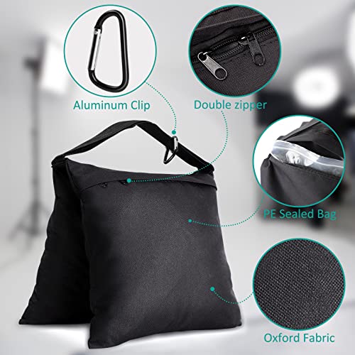 Aimosen 4 Packs Sandbags Weight Bags for Light Stand Photography Video Equipment, Heavy Duty Saddlebag for Backdrop Stand, Photo Tripod, Canopy, Pop up Tent, Umbrella Base, Fishing Chair, Picnic Table - color: Black