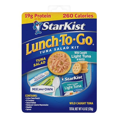 StarKist Lunch-To-Go Mix Your Own Tuna Salad, Chunk Light Tuna Pouch, 4.5 Ounce Kit, 12 Pack | 19g Protein Per Serving, Ready to Eat, No Draining, 260 Calories Per Serving, Perfect for Meals and Snacks - size: 4.5 Ounce (Pack of 12)