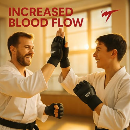 Taekwondo Sparring Gear Set with Shoes and Gloves, Karate Hand and Foot Protectors for Boxing and Kickboxing, Wrist Wraps and Ankle Support Gear for Men, Women, and Kids Training - size: Medium
