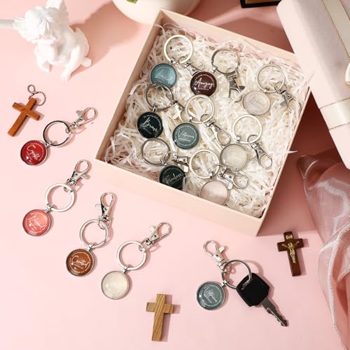 Equsion 24 Pcs Christian Keychain Gift Bulk Mini Bible Keychains with Verse Religious Keychain Gifts for Church Bible Study Group (Xmas) - color: Xmas
