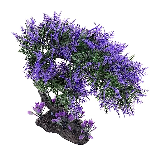 Happyyami Vivid Faux Pine Tree Aquarium Decoration Realistic Aquarium Tree for Fish Tank Lightweight Desktop Model Tree for Home Office Decor Fish Tank Accessory