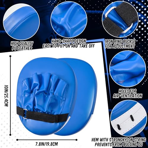 Poen 4 Pcs Taekwondo Kick Pads Set with Focus Mitts and Double Kick Paddle, Martial Arts Training Equipment for Kids Adults, Karate Kickboxing Punching and Kicking Practice Gear - color: Blue