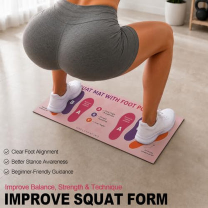 Squat Mat with Foot Position,Non-Slip Workout Mat for Squat & Leg Exercises - color: Rose