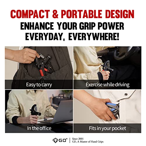 GD Grip2 Hand Grip Strengthener (Grip Strength Trainer) Adjustable Gripper (22~77lbs) Forearm and Wrist Exerciser Strengthener for grip Strength - color: RED