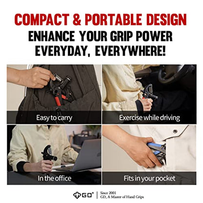 GD Grip2 Hand Grip Strengthener (Grip Strength Trainer) Adjustable Gripper (22~77lbs) Forearm and Wrist Exerciser Strengthener for grip Strength - color: RED