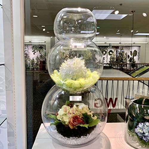 WGV Large Bowl Glass Vase Bulk, Diameter 9", Height 8", Clear Elegant Round Bubble Vase Jar, Floral Container, Planter Terrarium for Wedding Party Event Home Office Decor, 4 Pieces
