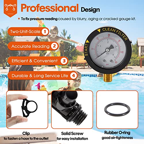 98209800 High Flow Manual Relief Valve/Air Relief Manual Valve Assembly with Pressure Gauge, Replacement for Pool and Spa Filter (1 PACK-98209800) - style: 1 PACK-98209800