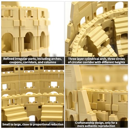 CAXIMSY Roman Colosseum Architecture Model Building Block Sets The Office Landmarks Skyline Set Toys Collection for Adults Kids 1756 Pieces - style: Rome Colosseum Model