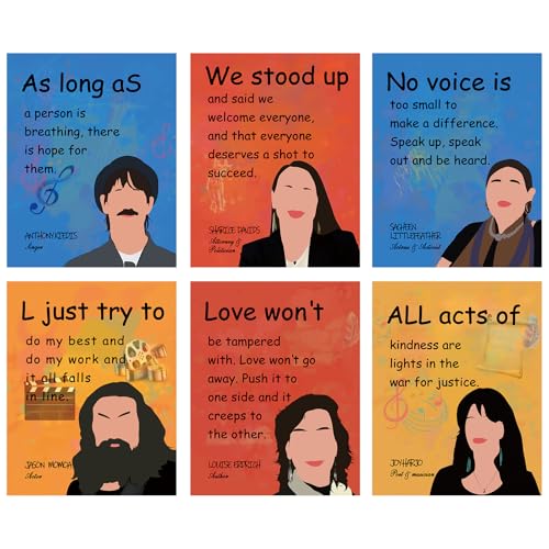 QPOKLAF Native American History Classroom Art Posters Inspirational Celebrity Quote Canvas Prints Native American Heritage Month Bulletin Board Classroom Decoration Set of 6 (8 * 10in Unframed) - color: Native American History Classroom Art Posters