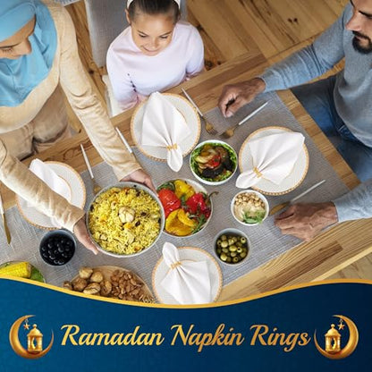 APTWOW Bismillah Letter Napkin Rings Set of 12 - Gold Metal Eid Mubarak Napkin Holder, Ramadan Napkin Rings for Ramadan Banquet Party Dining Table Decoration