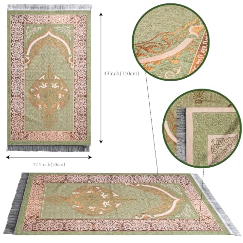 Islamic Prayer Rug Masjid Pattern Thin Mat 1pc Muslim Portable Blanket Ramadan Eid Gift Rug Turkish Prayer Carpet - Matcha Green, Styled - color: 1pc Matcha Greend