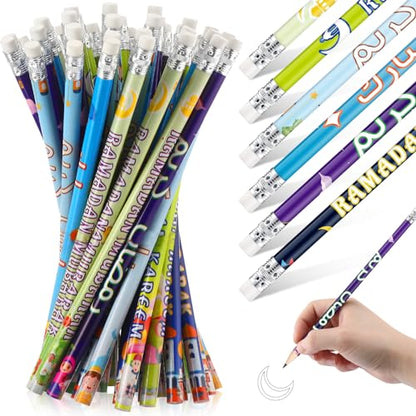 Crtiin 48 Pcs Ramadan Pencils Ramadan Mubarak Party Favors Novelty Toy Muslim Kids Gifts Bright School Party Supplies for Kids Students Classroom Learning Activities (Ramadan Style) - style: Ramadan Style