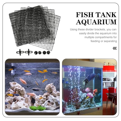 Ciieeo Aquarium Fish Tank Grid Divider with 18pcs Black Plastic Filter Boards 30x30cm Removable Partition Nets and 10 Suction Cups for Bottom Tank Isolation and Breeding Separation