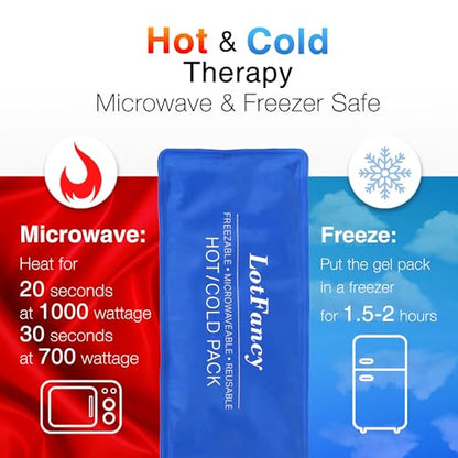 LotFancy Ice Pack for Injuries, Pack of 2, Reusable Hot Cold Pack for Therapy, Cooling or Heating Pad for First Aid, Back Shoulder Neck Head Feet Pain Relief, 11 x 5 Inches - style: 11x5in(Pack of 2)