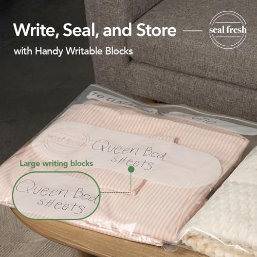 Seal Fresh 10 Gallon Large Plastic Storage Bags – 24" x 24" (15 Count) – Reusable XXL Extra Large Clear Jumbo Zip Bags with Sealable Zipper Top For Clothes, Travel, Moving - size: 10 Gallon - 15 Pack