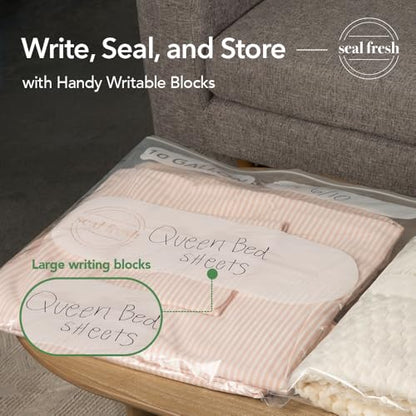 Seal Fresh 10 Gallon Large Plastic Storage Bags – 24" x 24" (30 Count) – Reusable XXL Extra Large Clear Jumbo Zip Bags with Sealable Zipper Top For Clothes, Travel, Moving - size: 10 Gallon - 30 Pack