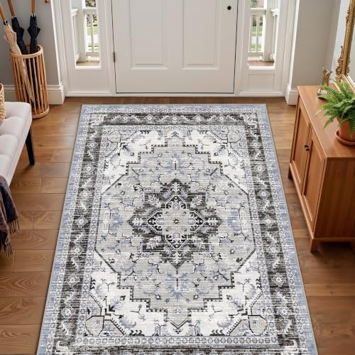 Area Rugs 3x5 Washable Non-Slip Boho Indoor Carpets, Blue Grey - color: Blue Grey, size: 3' x 5' (Rectangular)
