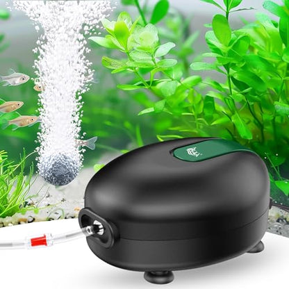 AQQA Aquarium Air Pump Quiet Fish Tank Aerator Pump Powerful Oxygen Pump Single Outlet Air Pump Bubbler with Air Stone Tubes Check Valves for Hydroponics Water Tank (2.5W for Up to 40 Gal Tank) - size: 2.5W for Up to 40 Gal Tank