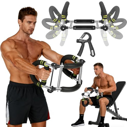 Twister Arm Trainer with Grip Strength Trainer, 20-270lbs Adjustable & 20-160lbs Foldable Options, Chest Workout Equipment, Arm Trainer for Men Women, Home Gym Strength Trainer,Chest and Arm Exerciser - color: Green, 20-160lbs Foldable