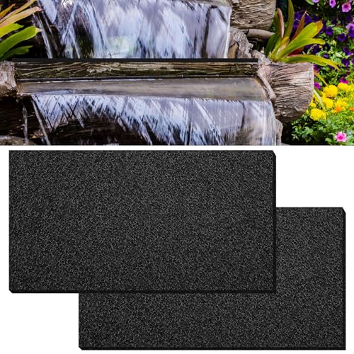 DoubleFill 2 Pack Splash Pad for Fountains and Water Features 12" x 24", Splash Mat for Waterfall Spillway Basins Outdoor Pond