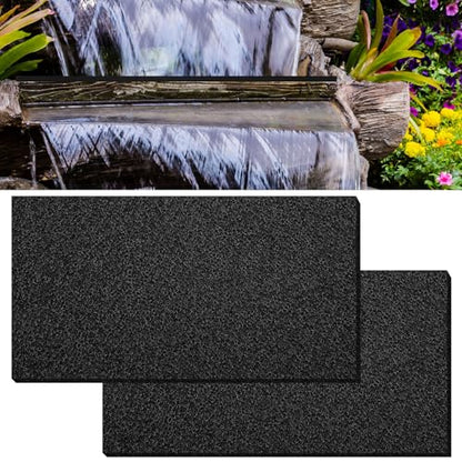 DoubleFill 2 Pack Splash Pad for Fountains and Water Features 12" x 24", Splash Mat for Waterfall Spillway Basins Outdoor Pond