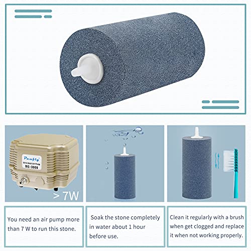 Pawfly 2 PCS Large Air Stones Cylinder, 4 x 2 Inch Aerator Bubble Diffuser for Ponds, Aquarium or Fish Tank - size: 4x2" (2 Pack)