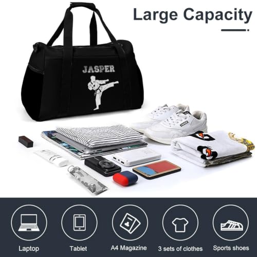 Custom Name Taekwondo Karate Duffle Bag,Personalized Martial Arts Gear Bag for kids Boy Girls,Water-Resistant Sparring Equipment,Black Taekwondo - color: Taekwondo Karate-02