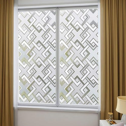 Frosted Window Privacy Film,3D Vinyl Decorative Window Decals, UV Blocking Static Cling No-Glue Glass Window Film (17.5 x 157.4 inch) - size: 17.5'' x 157.4'' (44.5 x 400 cm)