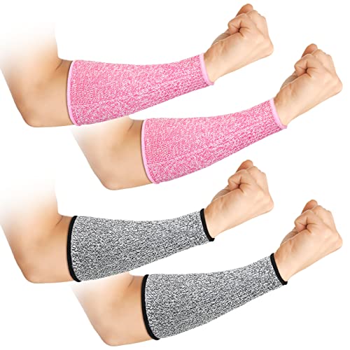 Geyoga 2 Pairs Cut Resistant Sleeve Arm Protection Level 5 Protection Safety Protective Sleeves Arm Protectors for Men Women(8.6 x 3.7 Inches,Gray, Pink) - color: Gray, Pink, size: 8.6 x 3.7 Inches