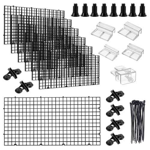Aquarium Bottom Isolation Set 12Pcs Plastic Fish Tank Bottom Isolation Board with 20Pcs Grid Separator Base 20Pcs Nylon Cable Ties 6 Bags Plate Suction Cup Buckle and 32Pcs Cover Bracket