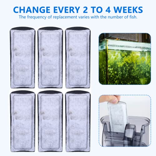 Watris Veiyi Fish Tank Filter Cartridge, Aquarium Filter Cotton Replacement | 6Pcs Wall Mounted Filter Accessory Cartridge Carbon Supplies, 5.3x2.2in