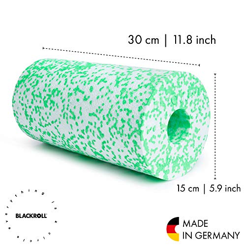 BLACKROLL - MED or MED 45 Foam Roller, Ideal for Myofascial Trigger Point Release and Back Massage, for Yoga, Exercise, Pilates, and Home Gym Workouts and Muscle Recovery, White/Green - size: 12" x 6"