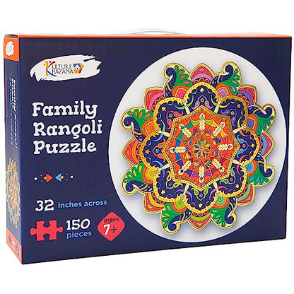 Kulture Khazana Rangoli Mandala Floor Puzzle for Kids | 150-Piece 32-Inch Indian Art Puzzle | Family Montessori Activity for Diwali and Holi | for Ages 7+