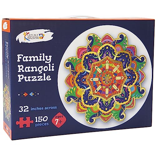 Kulture Khazana Rangoli Mandala Floor Puzzle for Kids | 150-Piece 32-Inch Indian Art Puzzle | Family Montessori Activity for Diwali and Holi | for Ages 7+