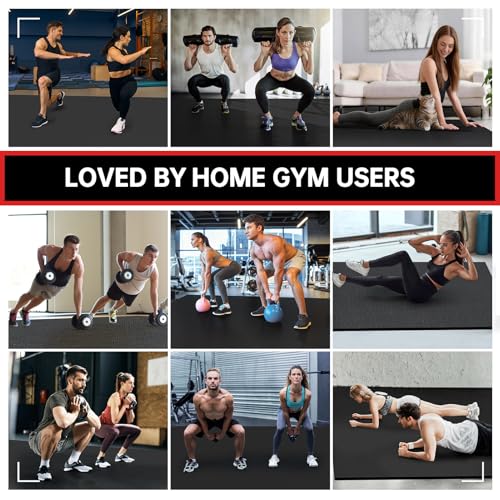 GymCope Extra Large Exercise Mat, 10'x6'/9'x6'/8'x6'/7'x5'/6'x4'(8mm) Thick Workout Mat for Home Gym & Garage Flooring, Shoe-Friendly, High-Density, MMA, HIIT, Weight Lifting, Cardio&Strength - color: 9'x6'x8mm-Black