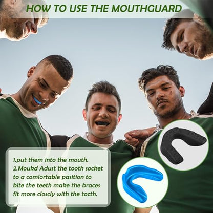 Sport Mouth Guards Gum Teeth Armor Game Guard for Boxing Basketball Football Hockey Karate Basketball Rugby Match - color: Blue, Black