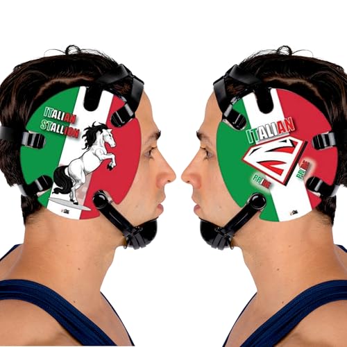 Wrestling Headgear with Ear Protection & Chin Cup Adjustable Lightweight Head Guard for Competition & Practice – Durable Protective Wrestling Ear Guard for Youth & Adult Athletes - color: Italian Pride