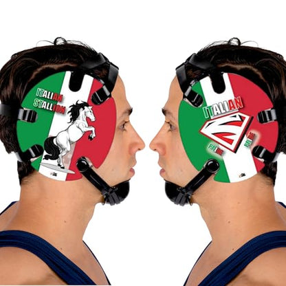 Wrestling Headgear with Ear Protection & Chin Cup Adjustable Lightweight Head Guard for Competition & Practice – Durable Protective Wrestling Ear Guard for Youth & Adult Athletes - color: Italian Pride