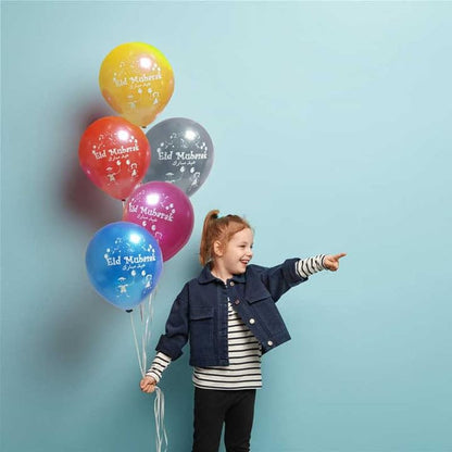Eid Mubarak Latex Balloons (Assorted Metallic Colors, Pack of 20) (20)