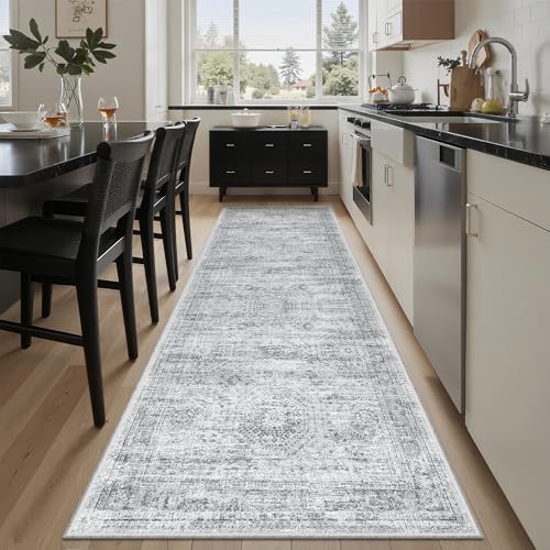 Soalmost Washable Runner Rug 2'6"x8' Kitchen Hallway Runners Grey - color: Grey, size: 2'6" x 8' (Runner)