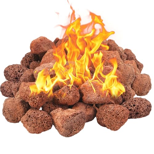 10 Pounds Red Lava Rocks,Fire Pit Lava Rocks | Lava Rocks for Gas Fireplace,Fire Pits,Perfect for Gas Log Sets, Gas Grills, Landscape Design(2.75"-5") - color: Red Lava Rock, size: 2.75"-5" 10LB