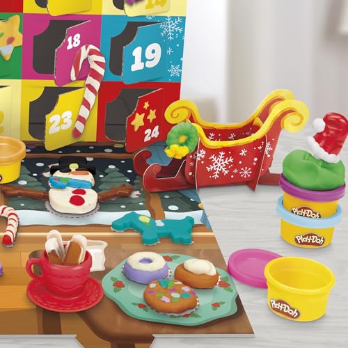 Play-Doh Holiday Advent Calendar for Kids 3 and Up, 24 Day Countdown, Multiple Surprise Gifts Behind Each Door, Arts & Crafts