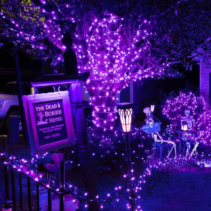 33ft Black Wire 100 LED Purple Fairy String Lights for Glow Halloween Party - color: Purple, size: 1 Pack(33 Ft Black Wire)