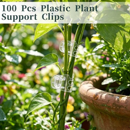 100Pcs Plant Clips Orchid Clips, Clear Plant Clip | Plants Orchid Support Clip Plants Pins for Orchids Support Flower Vine Climbing Vine Stem Supports