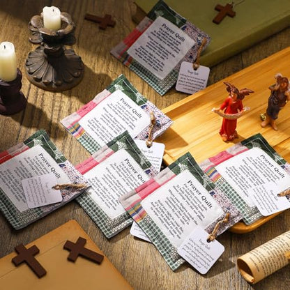 Fanfanwin 1 Pc Mini Prayer Quilt with Cross Inside, Pocket Scripture