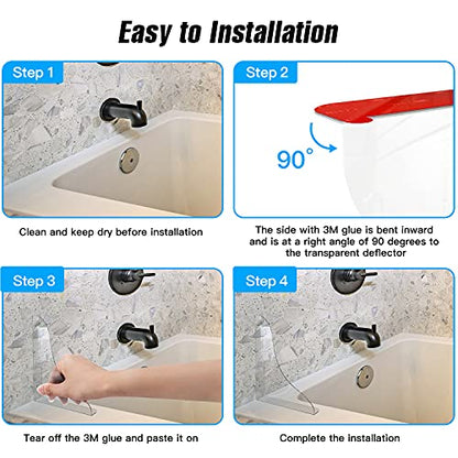 Tiga 2 Pieces Bathtub Shower Splash Guard, Bathroom Bath Tub Splash Guards with 3M Super Viscose, Perfectly Matched to Shower Curtain Weights